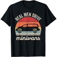 thumbnail image 1 of Vintage Retro Real Men Drive Minivans Funny Van T-Shirt men and women can wear, black, white, gifts, 1 of 4
