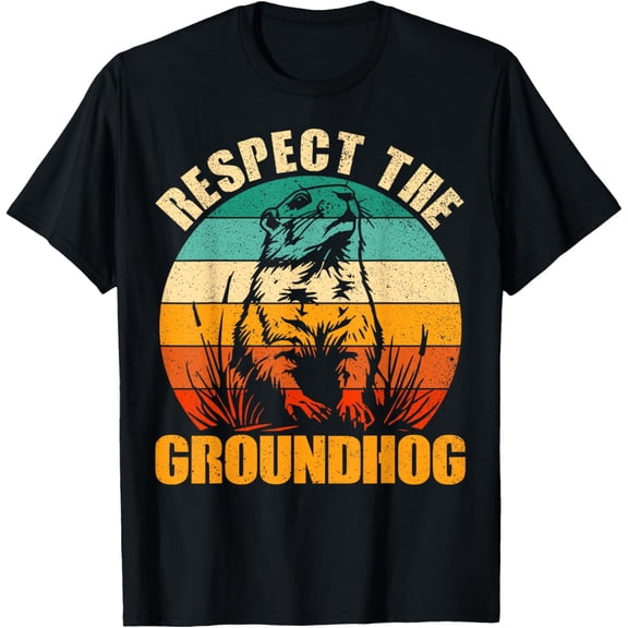 Vintage Retro Respect The Groundhog Ground Hog Day Men Women T-Shirt