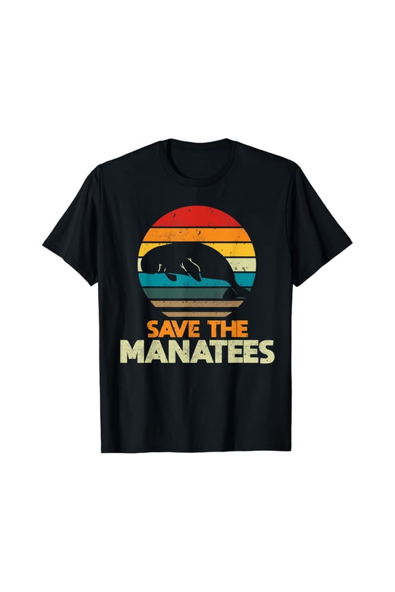Vintage Retro Save The Manatees Chubby Sea Animal Lover Gift T-Shirt