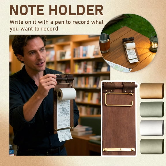 Vintage Retro Scroll Memo Pad Wall Mount Notebook Set with Clips - Tear Off Kraft Paper Refillable Scroll, Flat Laying Desk & Wall Organizer for Home Office (1 Memo Clip + 1 Paper Scroll)