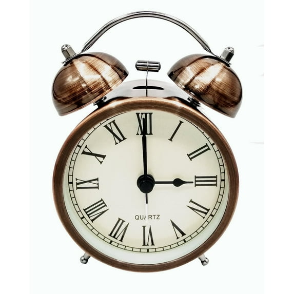 Vintage Retro Silent Non-Ticking Travel Alarm Clock, Analog Quartz Twin Bell Clock With Loud Alarm, Battery Operated Morning Alarm Clock For Child Kid Sleep (3 Inches)