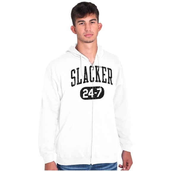 Vintage Retro Slacker 90s Throwback Unisex Fleece Graphic Zip Up Hoodie Brisco Brands 4X