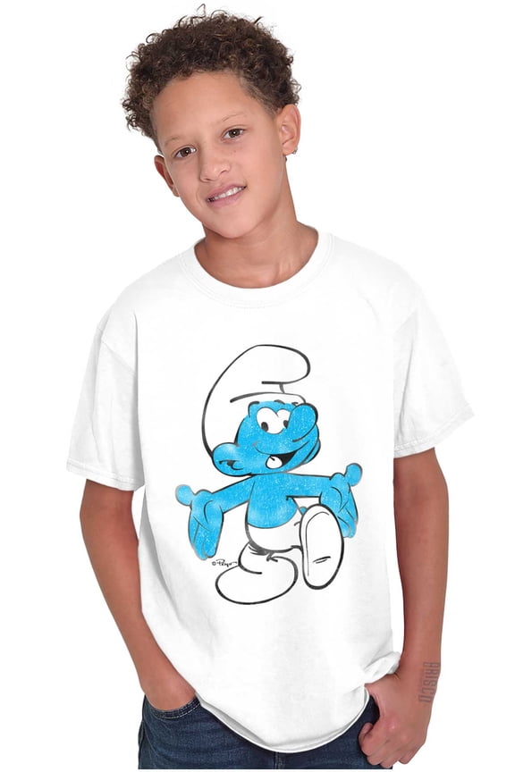 Vintage Retro Smurf Cartoon Character Crewneck T Shirts Boy Girl Teen Brisco Brands X