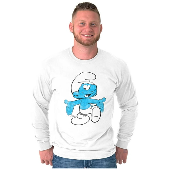 Vintage Retro Smurf Cartoon Character Long Sleeve TShirt Men Women Brisco Brands S