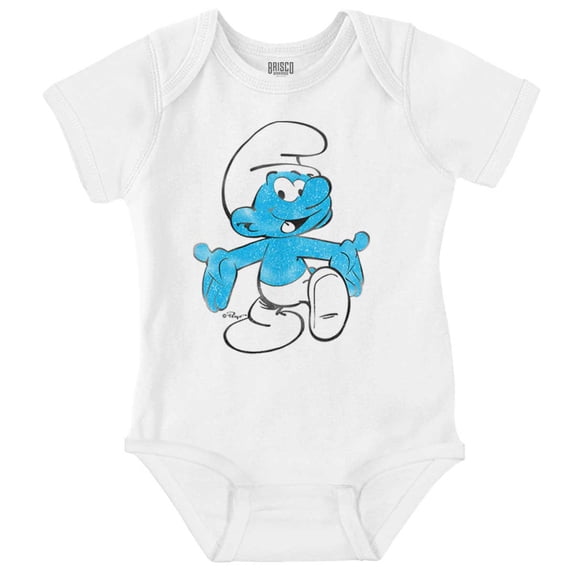 Vintage Retro Smurf Cartoon Character Romper Boys or Girls Infant Baby Brisco Brands 24M