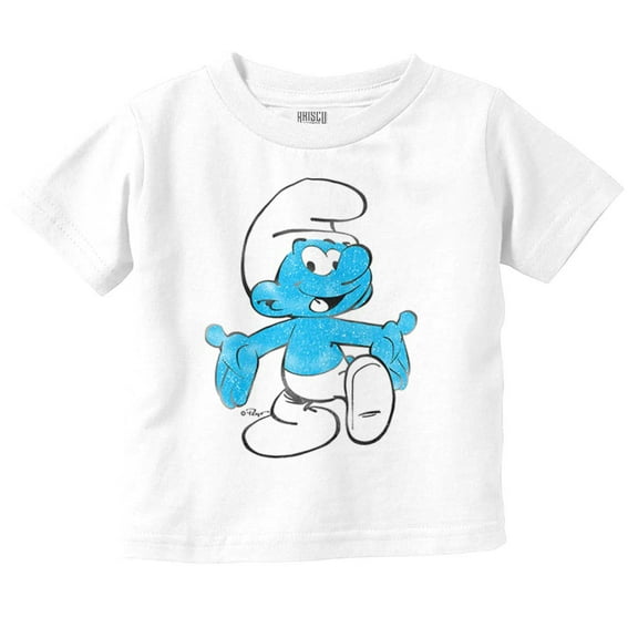 Vintage Retro Smurf Cartoon Character Toddler Boy Girl T Shirt Infant Toddler Brisco Brands 6M