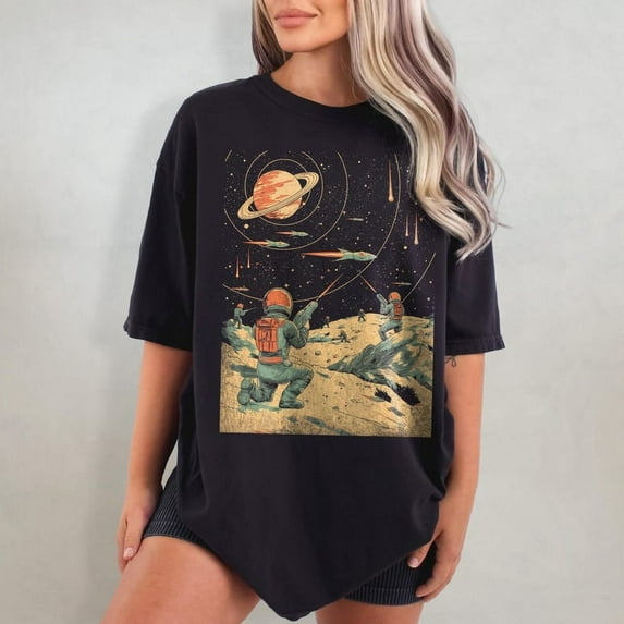 Vintage Retro Space Battle T-Shirt, father's day, trendy