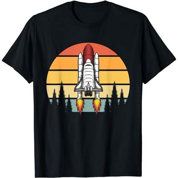Vintage Retro Space Ship Science Rocket T-Shirt