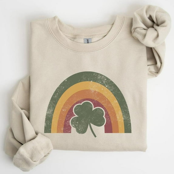 Vintage, Retro, St Patrick's Rainbow, Lucky, St Patrick's Day, Irish Sweatshirt, Women's