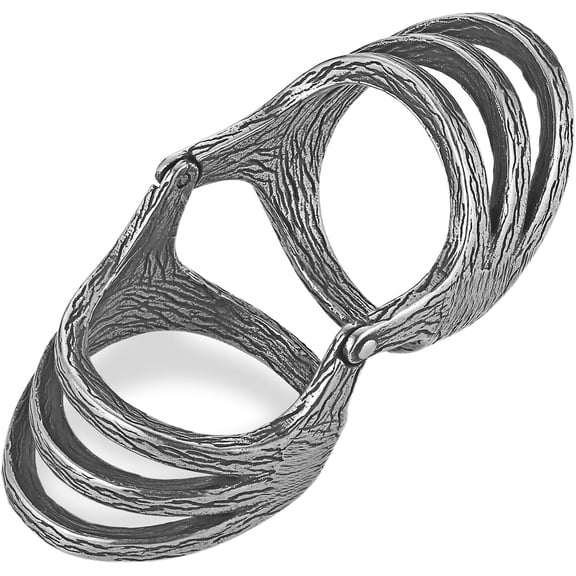 Vintage Retro Stainless Steel Ring for Women - US Size 7-10 Multi-Layer Split Design Bark Texture Nature-Inspired Boho Jewelry