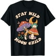 thumbnail image 1 of Vintage Retro Stay Wild Moon Child Frog Mushroom Unisex T-Shirt for Men Women Kids Toddler,Black Color,Size YL, 1 of 5