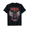 thumbnail image 1 of Vintage Retro Style 70s 80s Guitar with Wings Rock and Roll T-Shirt, 1 of 5
