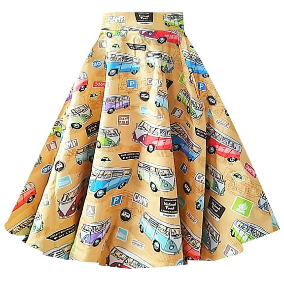 Vintage Retro Style Circle Skirts Midi-Length Casual Skirt