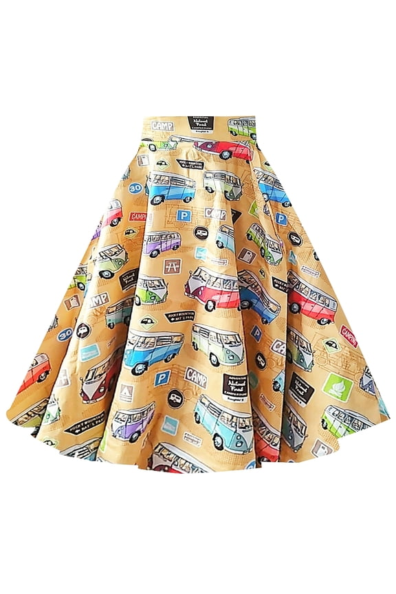 Vintage Retro Style Circle Skirts Midi-Length Casual Skirt