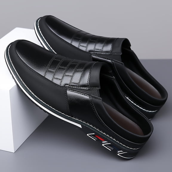 Vintage Retro Style Plus Size Men's Comfy Non Slip Mules, PU Upper, Rubber Sole, PU Lining, Suitable for Men, Slip-On Closure, Pure Color Design