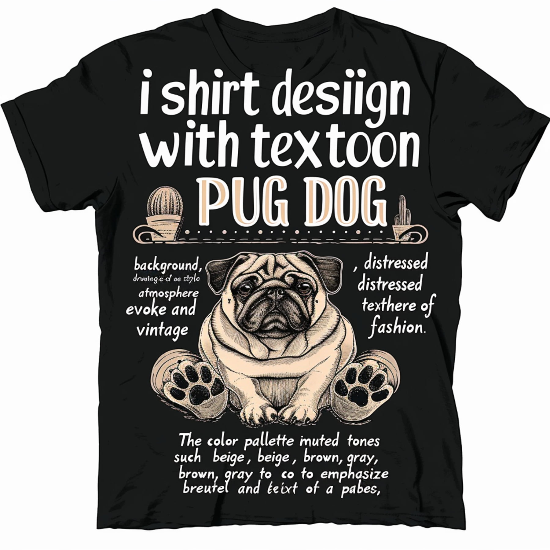 Pug Vacuum Blueprint T-Shirt