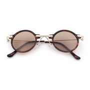 Vintage Retro Style Small Circle Lens Urban Normcore Luxe Hipster Sunglasses Gold Tortoise - Brown