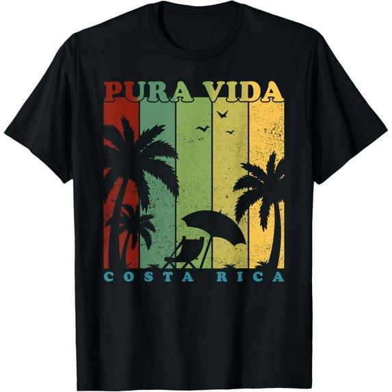 Vintage Retro Summer Vacation Costa Rica Pura Vida Beach T-Shirt