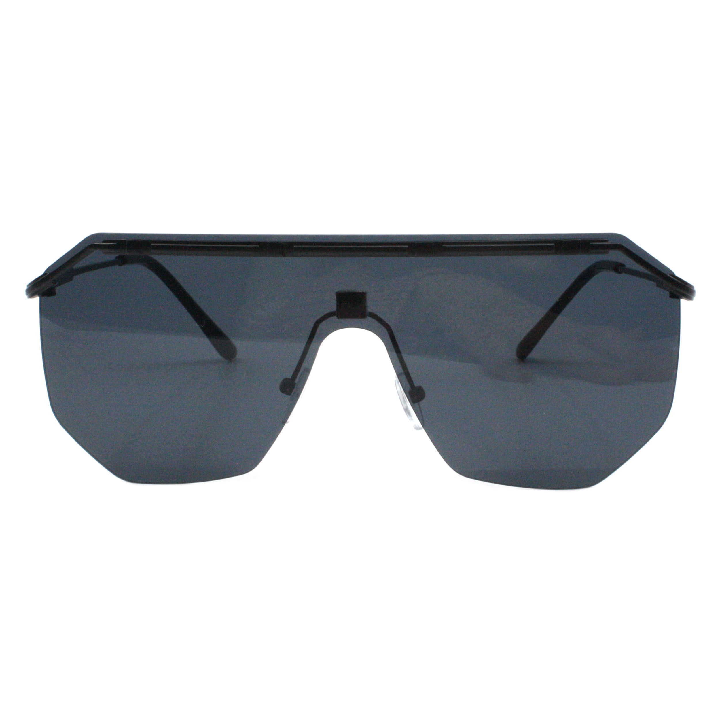 Black Retro Premium Geometric Sunglasses JUDOO Retro 70s Square Flat Aviator Sunglasses for Women Men  main image 3