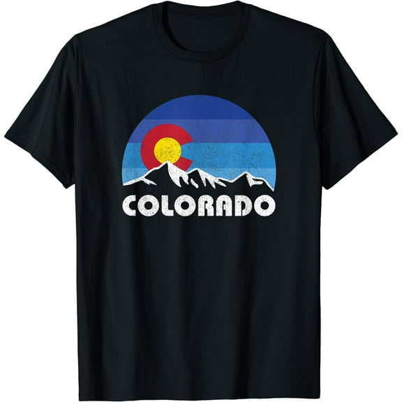 Vintage Retro Sunset Colorado Shirt Rocky Mountains Skiing T-Shirt