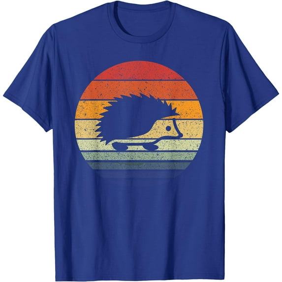 Vintage Retro Sunset Hedgehog Unisex T-Shirt for Men Women Kids Toddler,Royal Blue Color,Size 3T