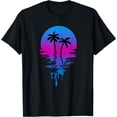 thumbnail image 1 of Vintage Retro Sunset Palm Tree Unisex T-Shirt for Men Women Kids Toddler,Black Color,Size 2XL, 1 of 5