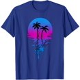 thumbnail image 1 of Vintage Retro Sunset Palm Tree Unisex T-Shirt for Men Women Kids Toddler,Royal Blue Color,Size YM, 1 of 5