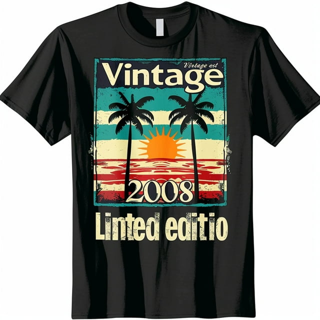 Vintage Retro TShirt Limited Edition 2008 Sunset Palm Tree Design 35th ...
