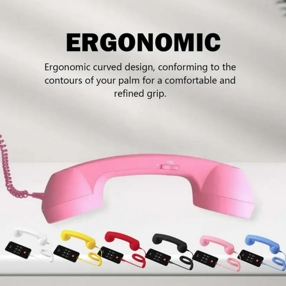 Vintage Retro Telephone Handset (Black) – 2026 New Retro Telephone Handset, Clear Comfortable Calls, Landline Handle Receiver for iPhone, Bluetooth/Type-C Port