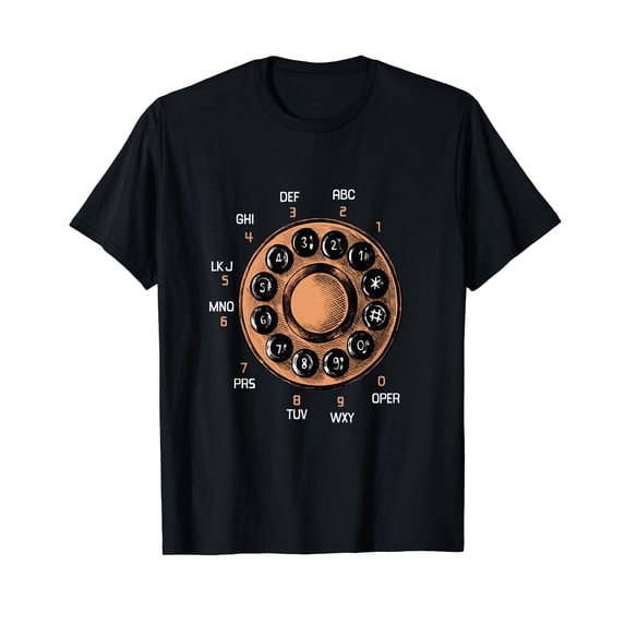 Vintage Retro Telephone with Rotary Dial Plate T-Shirt for Men Women Cotton 100% Fashion Casual Short Sleeves