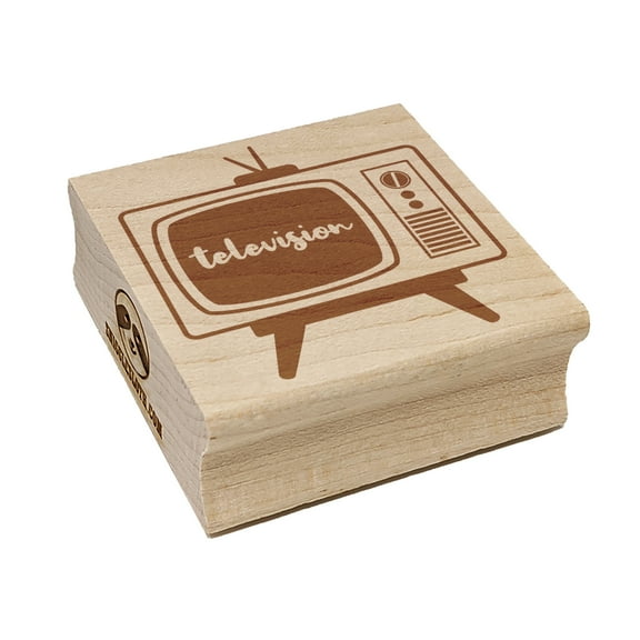 Vintage Retro Television TV Set Square Rubber Stamp Stamping Scrapbooking Crafting - Small 1.25in