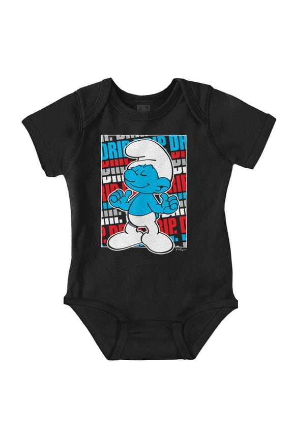 Vintage Retro The Smurfs Cartoon Drip Romper Boys or Girls Infant Baby Brisco Brands 12M