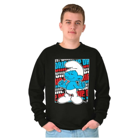 Vintage Retro The Smurfs Cartoon Drip Sweatshirt for Men or Women Brisco Brands S