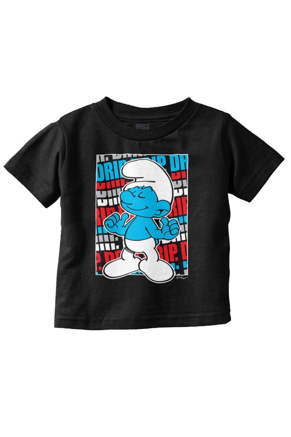 Vintage Retro The Smurfs Cartoon Drip Toddler Boy Girl T Shirt Infant Toddler Brisco Brands 18M