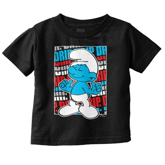 Vintage Retro The Smurfs Cartoon Drip Toddler Boy Girl T Shirt Infant Toddler Brisco Brands 6M