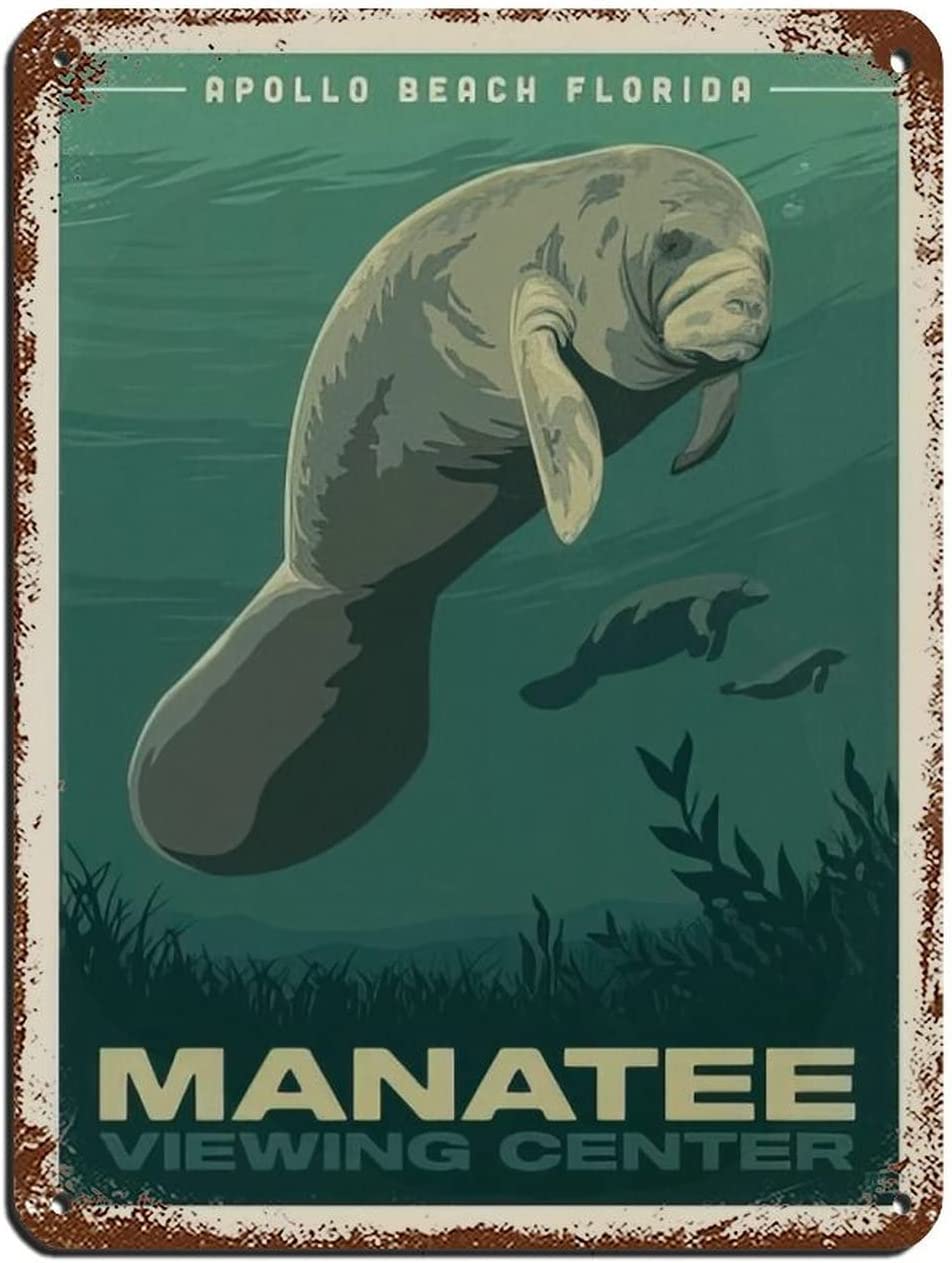 Vintage Retro Travel Animals Small Apollo Beach Florida Manatee Viewing