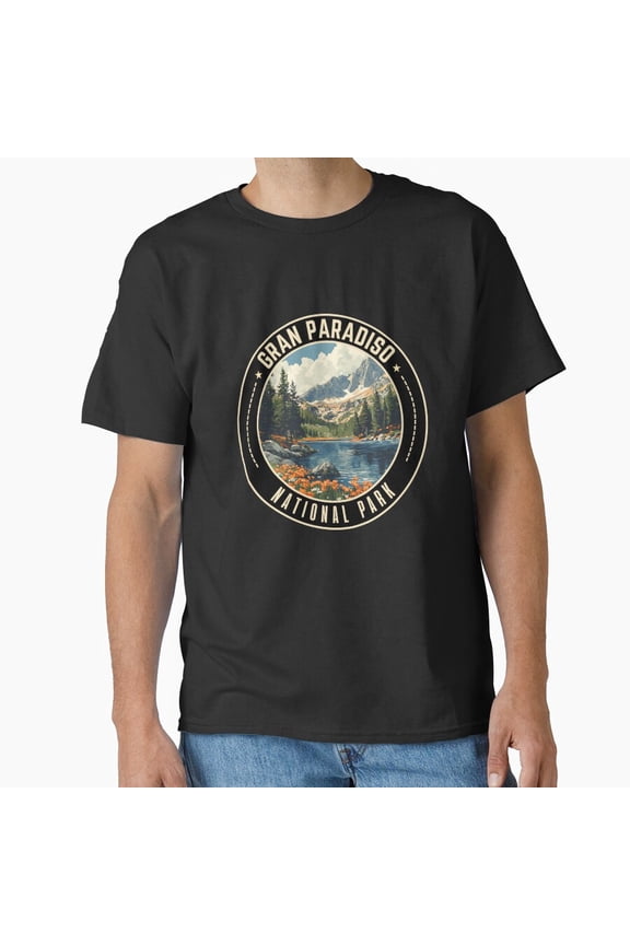 Vintage Retro Travel Art Emblem Of Gran Paradiso National Park In Italy Classic T-Shirt T-Shirt - Perfect T-Shirt For Everyone