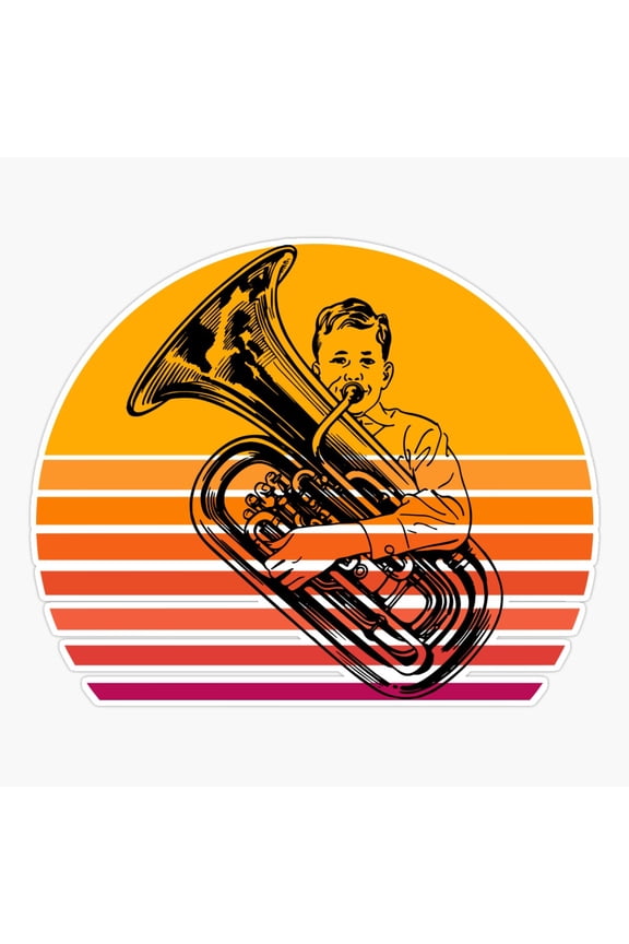 Vintage Retro Tuba Player Marching Band T-Shirt Tee Gift Er, Phone Decal Water Bottle Stickers Car Decals, Funny Birthday Gift