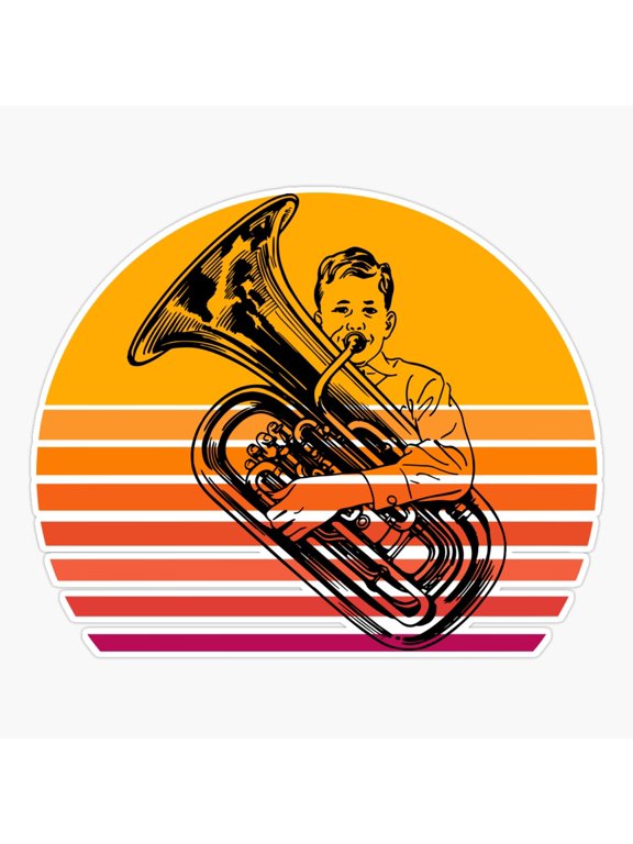 Vintage Retro Tuba Player Marching Band T-Shirt Tee Gift Er, Phone Decal Water Bottle Stickers Car Decals, Funny Birthday Gift