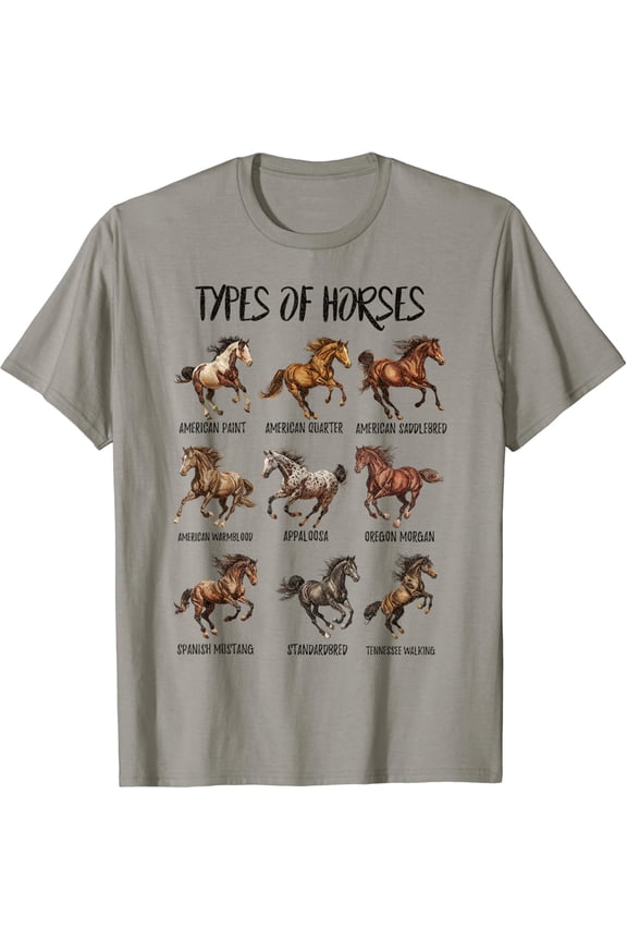 Vintage Retro Types Of Horses, Horse Breed, Horseback Riding T-Shirt