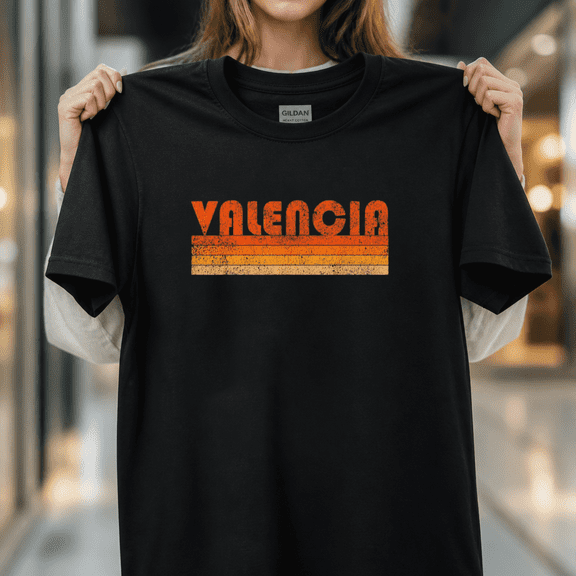 Vintage Retro Valencia Spain Distressed Travel Graphic Souvenir Unisex T-Shirt,S- 5XL