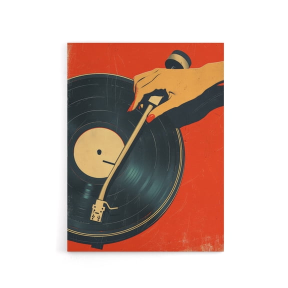 Vintage Retro Vinyl Record Player Canvas Wall Art Print 12X16"
