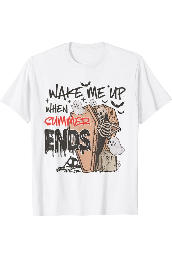 Vintage Retro Wake Me Up When Summer Ends Halloween Vibes T-Shirt