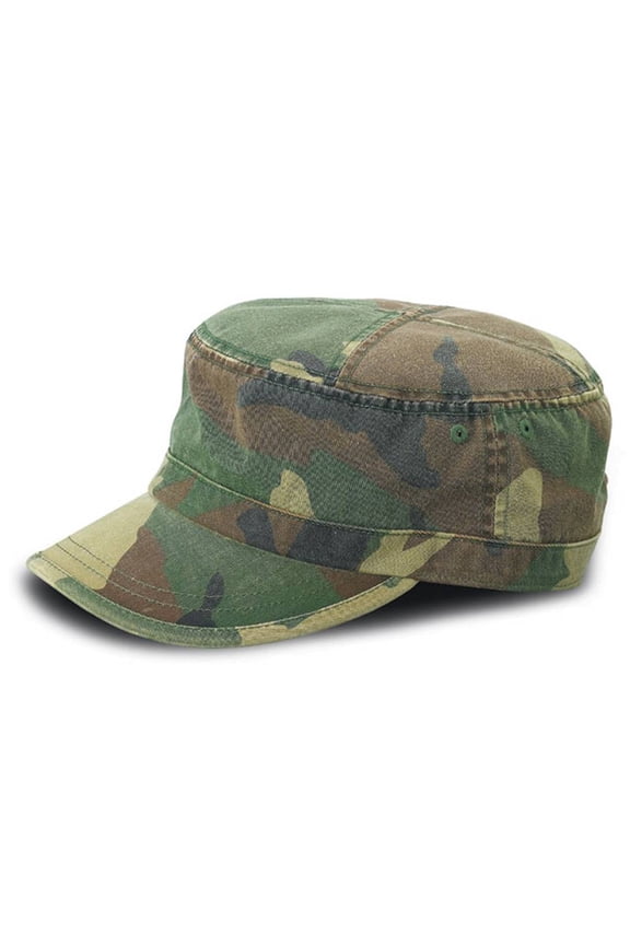 Vintage Retro Wash Design Flat Top Cap, Camouflage