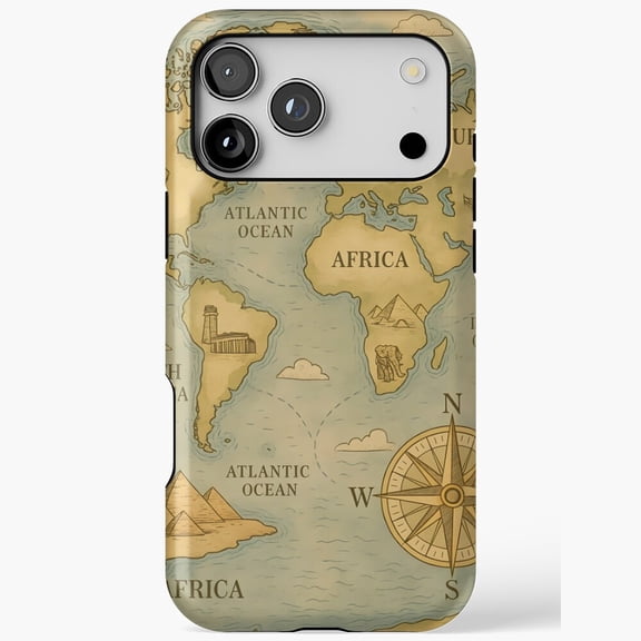 Vintage Retro World Map Atlas Travel Art iPhone 11 12 13 14 15 16 17 Pro Max Case