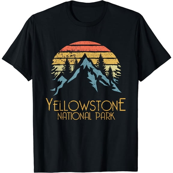 Vintage Retro Yellowstone National Park WY T Shirt Black Small
