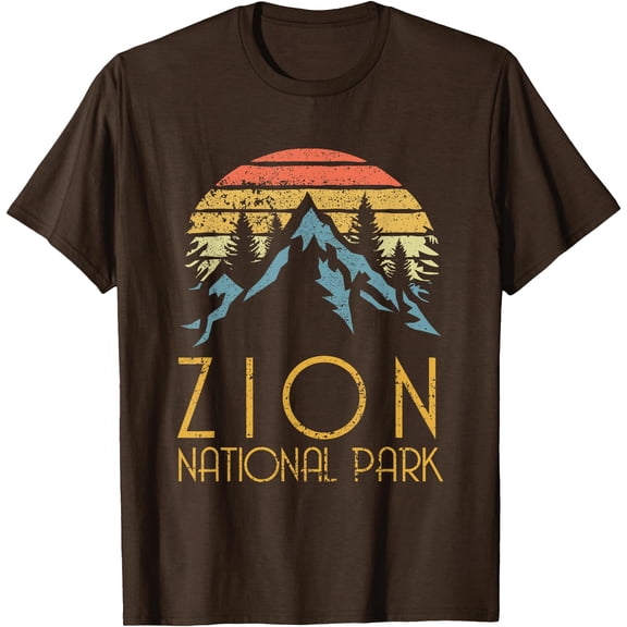 Vintage Retro Zion National Park Utah Unisex T-Shirt for Men Women Kids Toddler,Dark Chocolate Color,Size YXS
