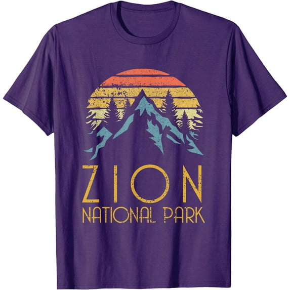 Vintage Retro Zion National Park Utah Unisex T-Shirt for Men Women Kids Toddler,Purple Color,Size YL