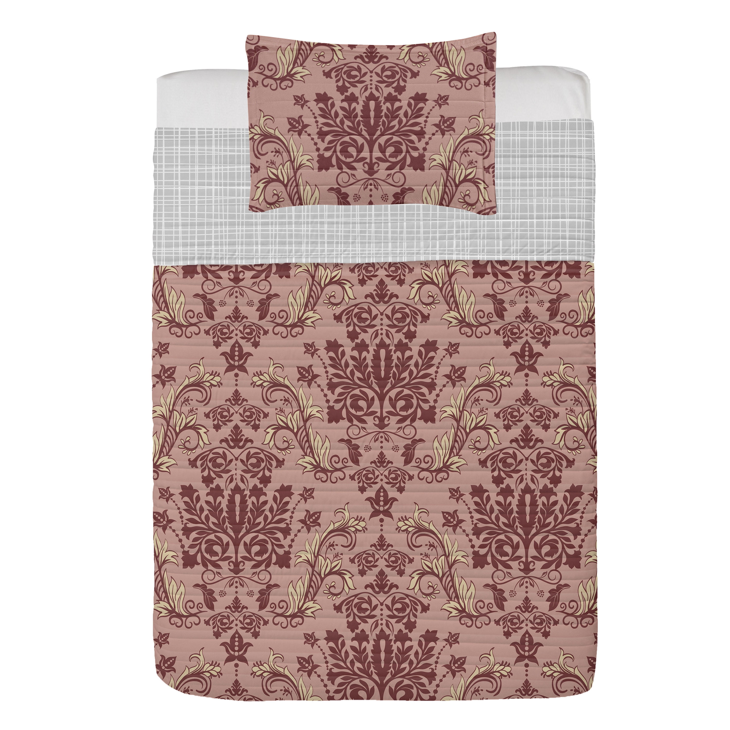 Twin Pale Rust Microfiber Reversible Bedspread Set