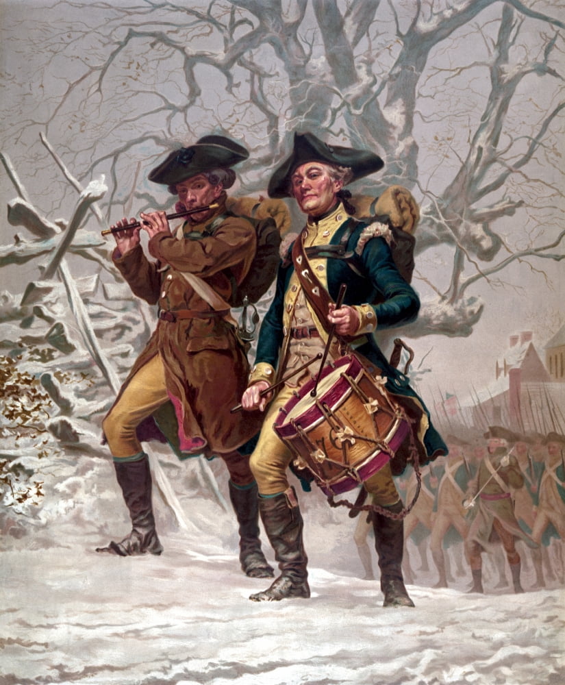 Vintage Revolutionary War Print of American minutemen Canvas Art - John ParrotStocktrek Images (13 x 16)
